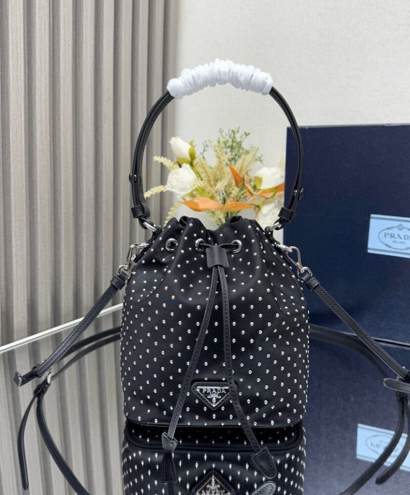 Prada Re-Nylon Mini-bag With Studs 1BE067 Black
